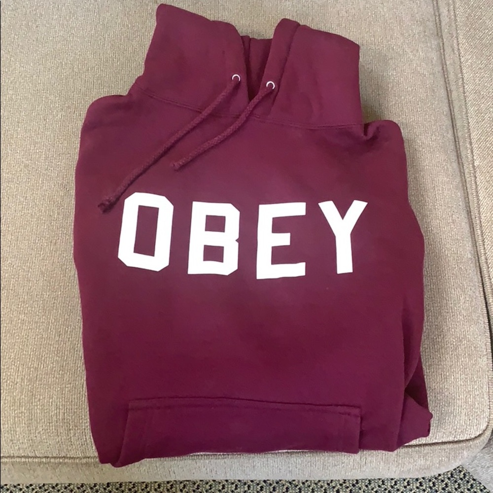 Mens maroon obey hoodie